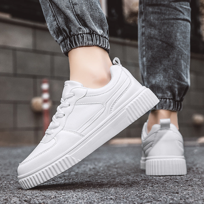 Women's Korean Style Platform Sneakers - Trendy All-Match White Shoes