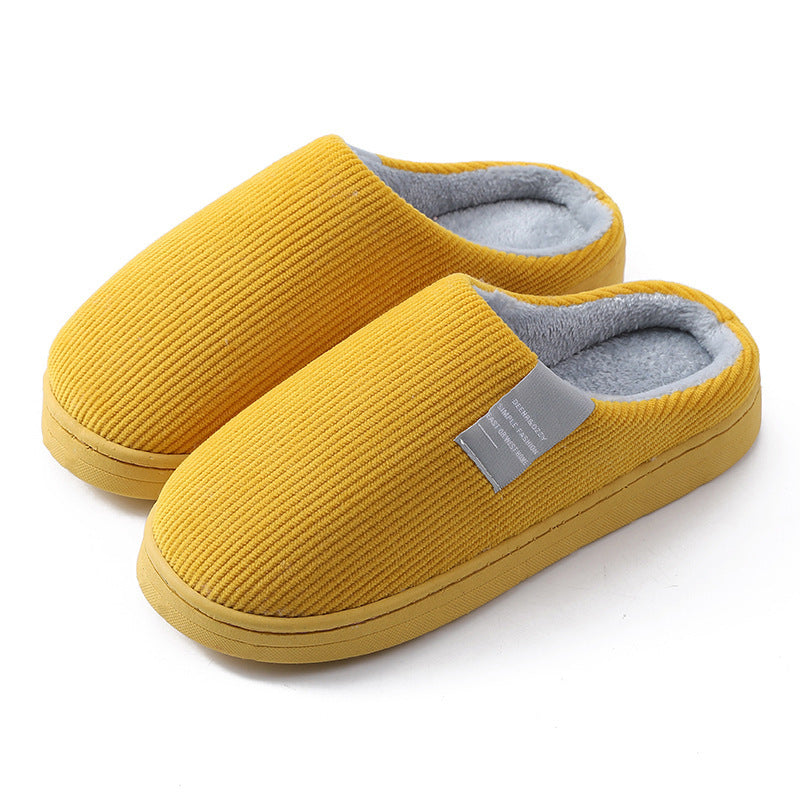 Indoor Corduroy Slippers - Warm Plush Anti-Slip Bedroom Shoes for Autumn & Winter