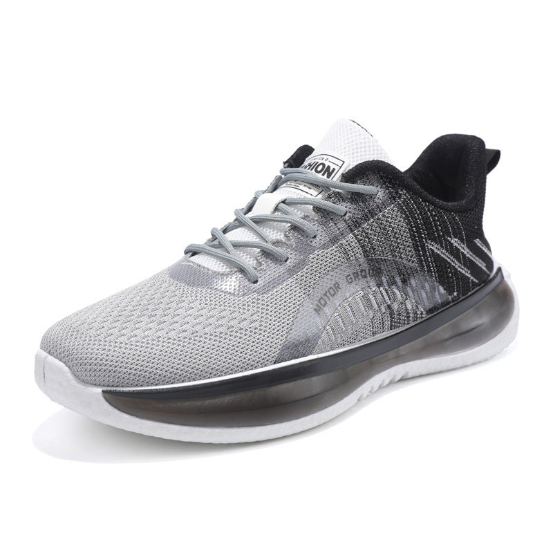 Men's Thick Bottom Mesh Sneakers - Breathable Lace-Up Athletic Shoes