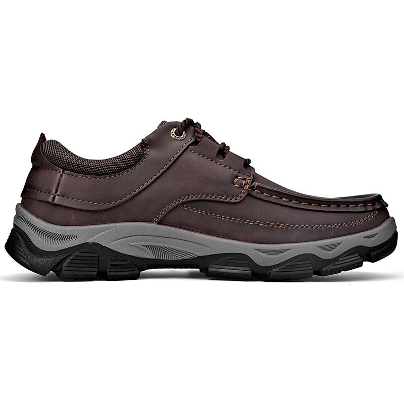 Men's Plus Size Leather Hiking Shoes - Large Outdoor Trail Boots