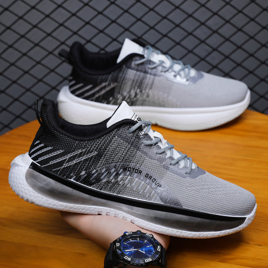 Men's Thick Bottom Mesh Sneakers - Breathable Lace-Up Athletic Shoes