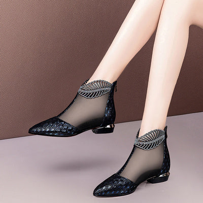 Soft Leather Net Boots - Women's Hollow Out Summer Sandal Boots