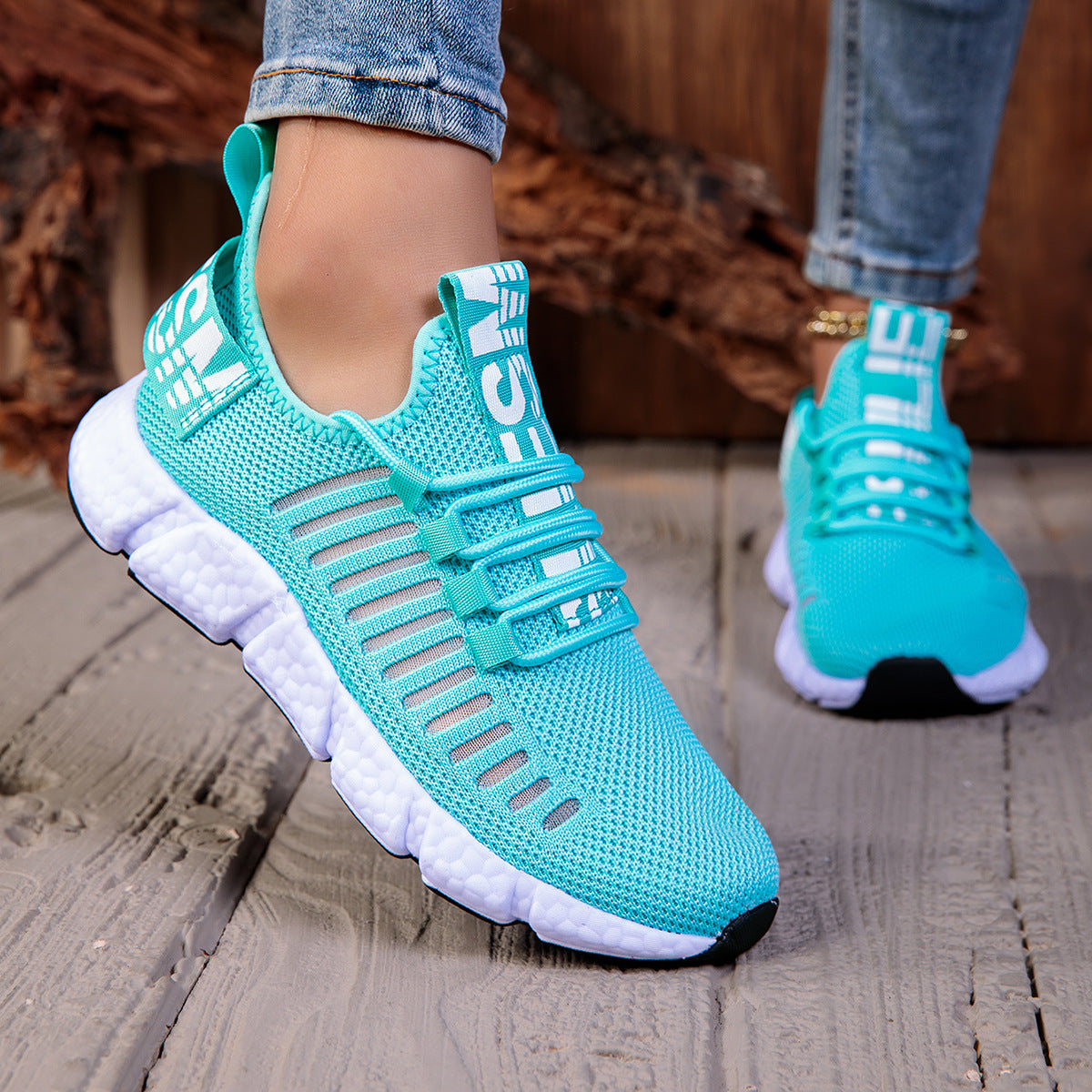 Couple's Breathable Running Sneakers - Hollow Design Casual Athletic Shoes