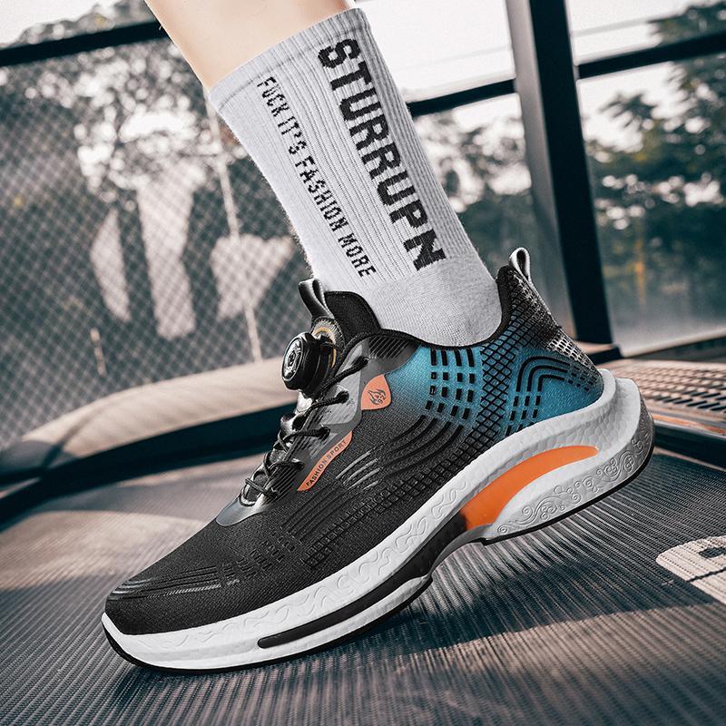 Fashionable Mesh Rotating Buckle Sneakers - Breathable Men's Athletic Shoes