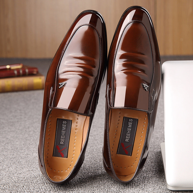 REEHEMES Patent Leather Shoes - Men's British Business Dress Footwear