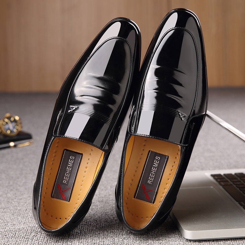 REEHEMES Patent Leather Shoes - Men's British Business Dress Footwear