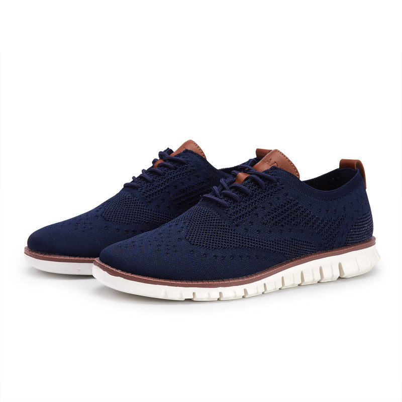 Men's Knitted Lace-Up Casual Shoes - Brogues Style Breathable Sneakers