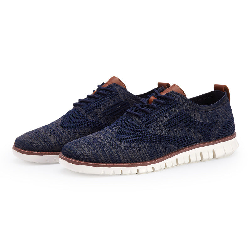 Men's Knitted Lace-Up Casual Shoes - Brogues Style Breathable Sneakers