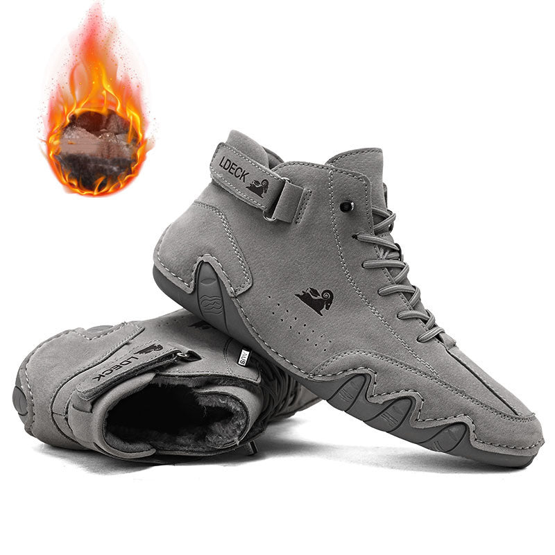 Men's Suede Ankle Boots - Fashion Lace-Up Velcro Sneakers for Autumn Winter