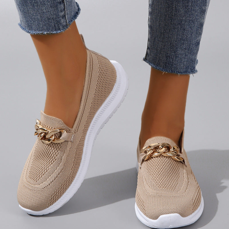 Chain Flats Shoes - Women's Mesh Sports Walking Shoes