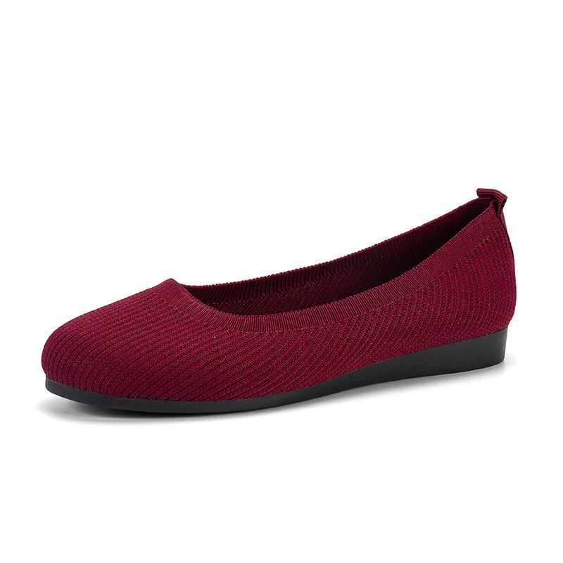 Women's Knit Mesh Flat Shoes - Comfortable Slip-On Casual Sneakers