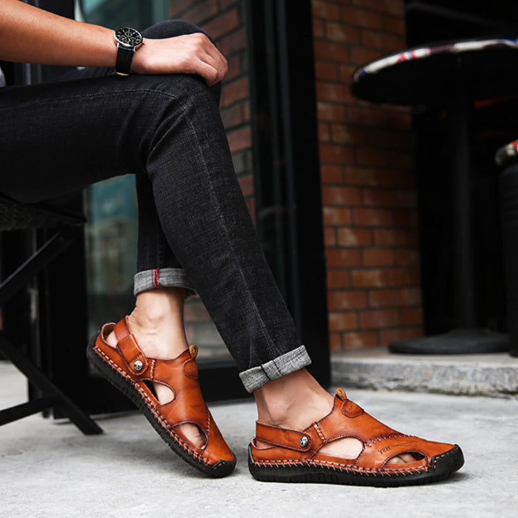 Men's Closed Toe Sandals - Adjustable Summer Beach Shoes