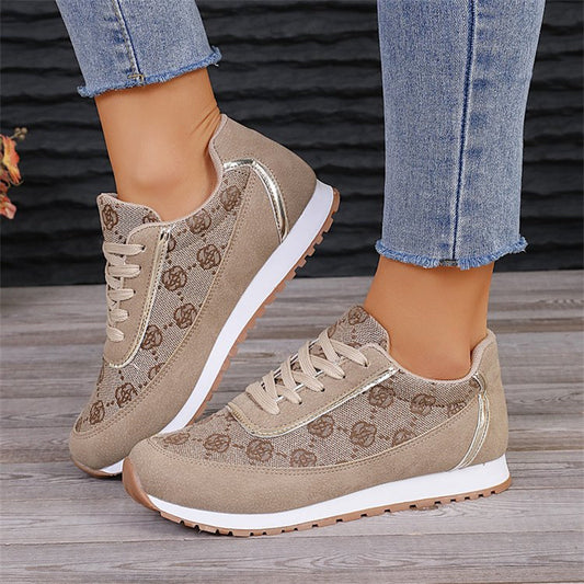 Women's Flower Print Sneakers - Lightweight Breathable Walking Shoes