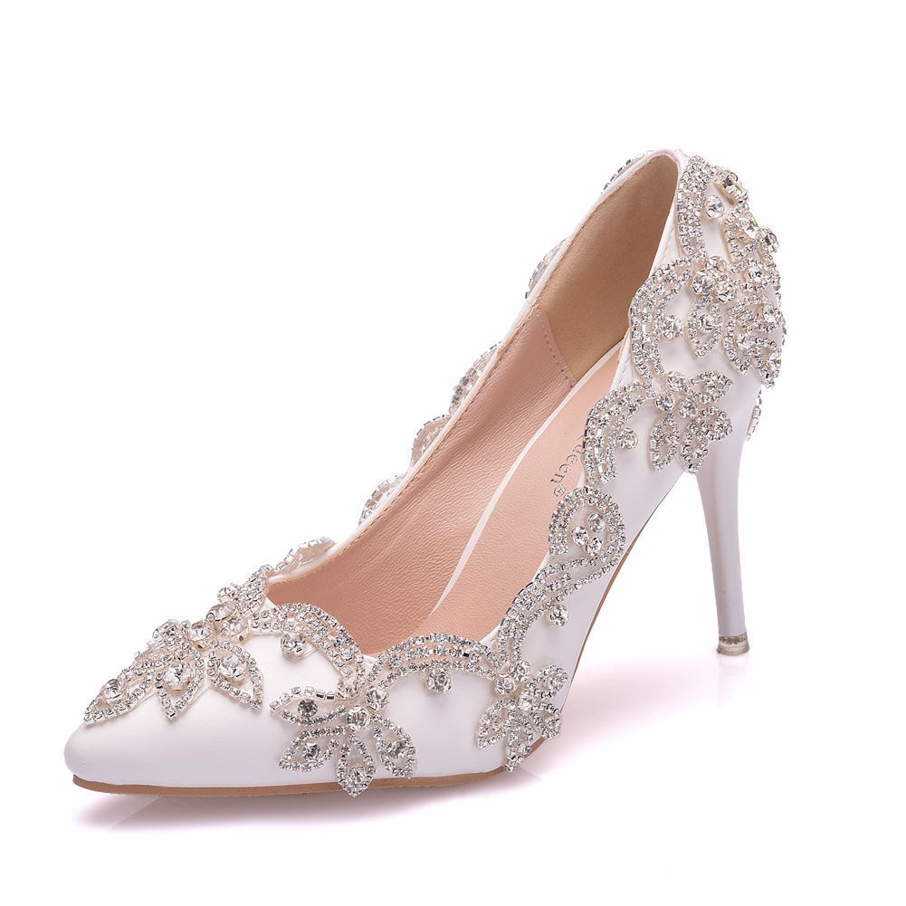 Women's Rhinestone High Heel Shoes - Glamorous Crystal Embellished Heels