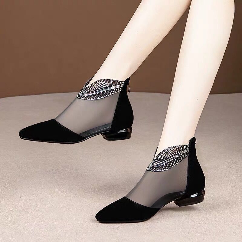 Soft Leather Net Boots - Women's Hollow Out Summer Sandal Boots