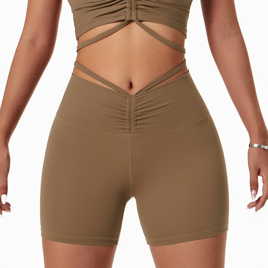 Women's Nude Tone Yoga Shorts - European Style Running Tights
