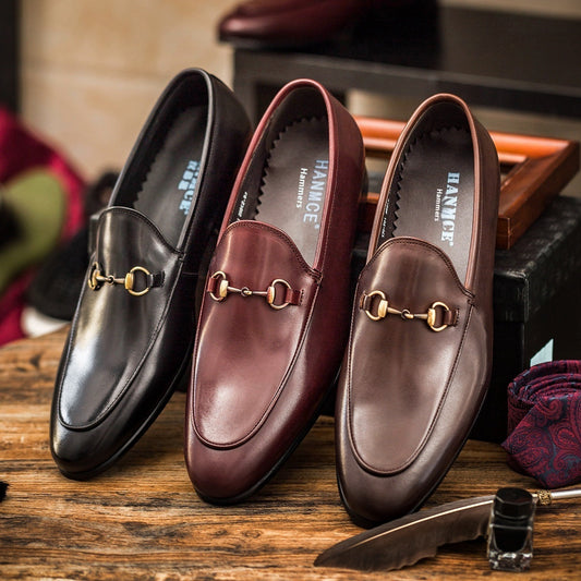 Men's Horsebit Leather Loafers - Round Toe Casual Dress Shoes