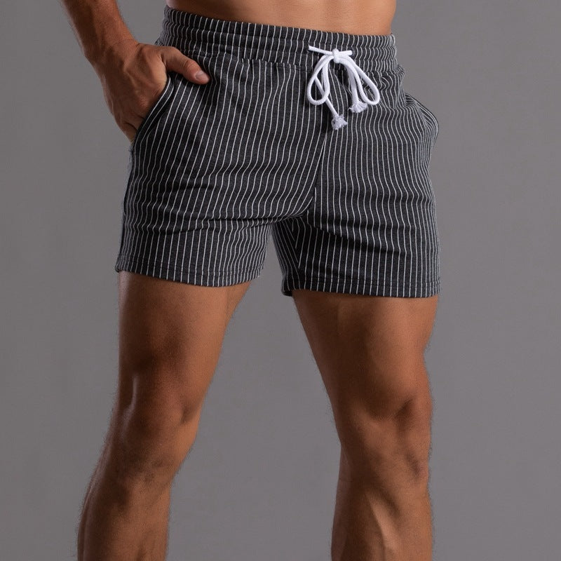 Men's Vertical Stripe Cotton Fitness Running Shorts - Premium Athletic Cotton Shorts