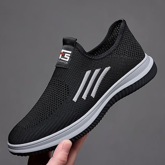 Men's Flyknit Casual Sneakers - Breathable Mesh Slip-On Shoes