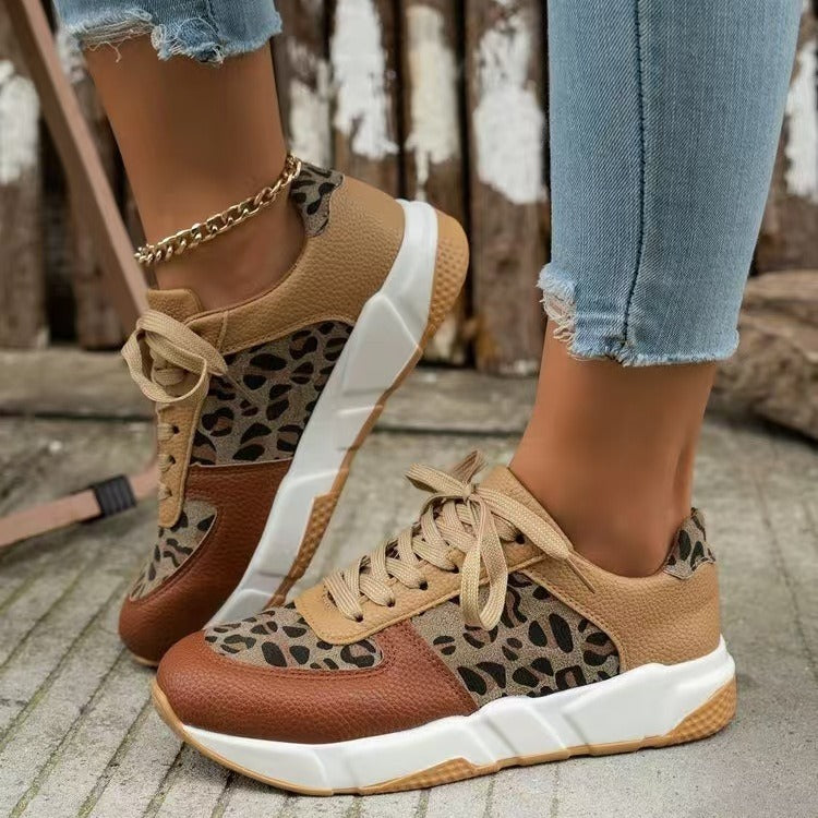 Women's Camouflage Platform Sneakers - Thick Bottom Lace-Up Shoes