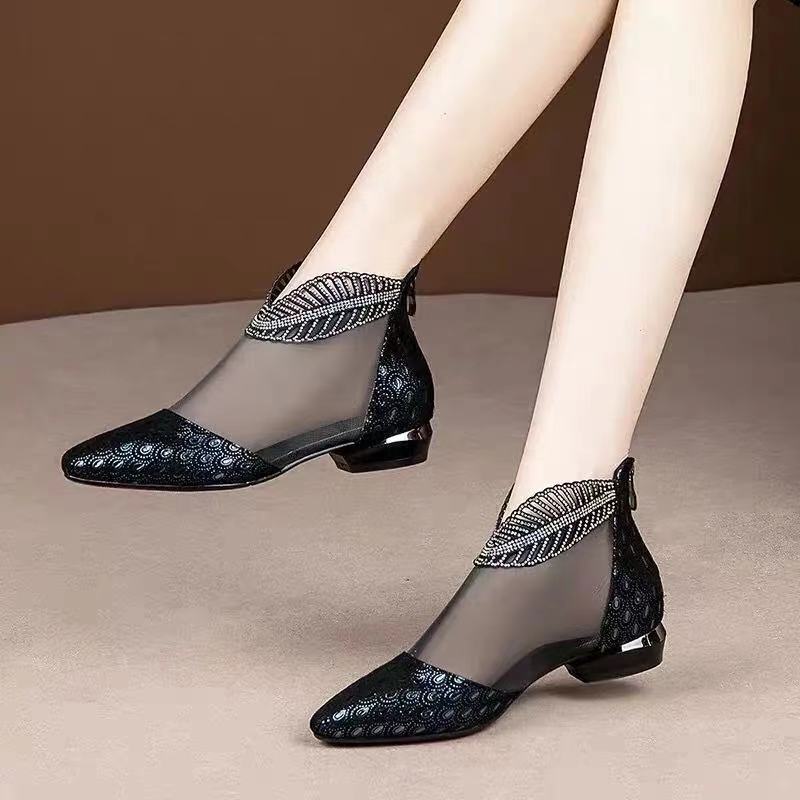 Soft Leather Net Boots - Women's Hollow Out Summer Sandal Boots