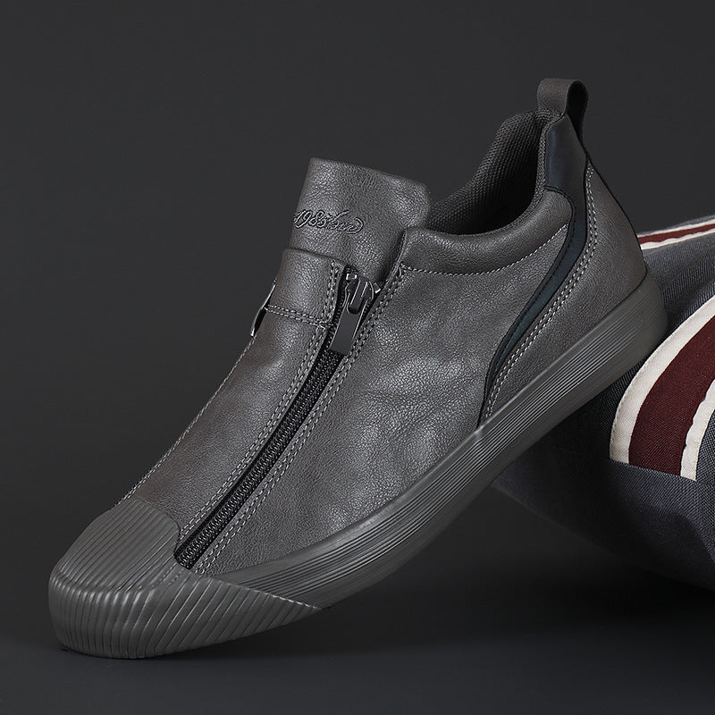 Double Zipper Board Shoes - Casual Skate Sneakers for Men