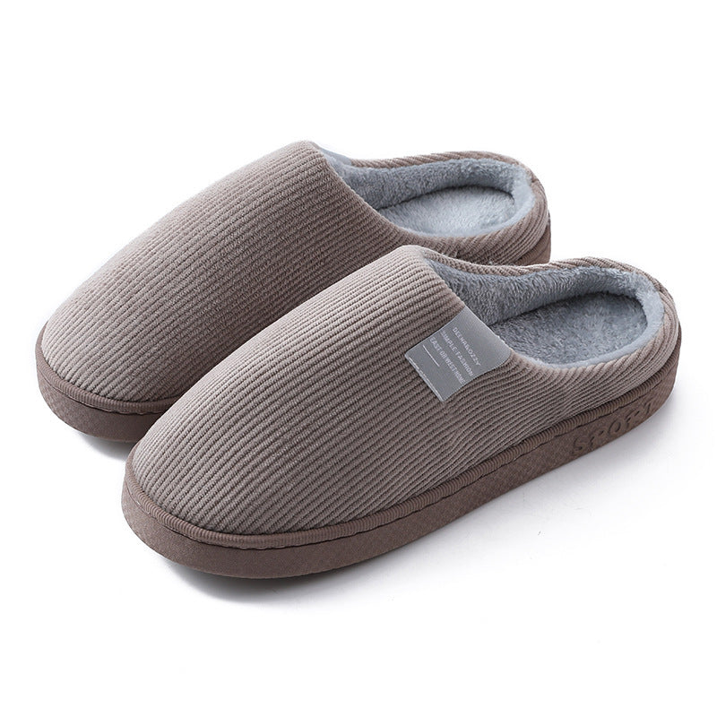Indoor Corduroy Slippers - Warm Plush Anti-Slip Bedroom Shoes for Autumn & Winter
