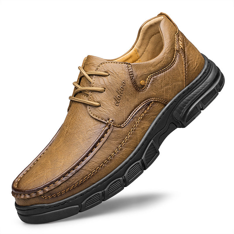 Men's Handmade Stitching Plus Size Casual Leather Shoes - Artisan Crafted Large Size Shoes