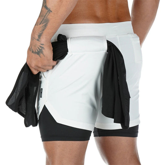 Men's 2-in-1 Summer Running Shorts - Dual Layer Sports Shorts with Built-in Compression