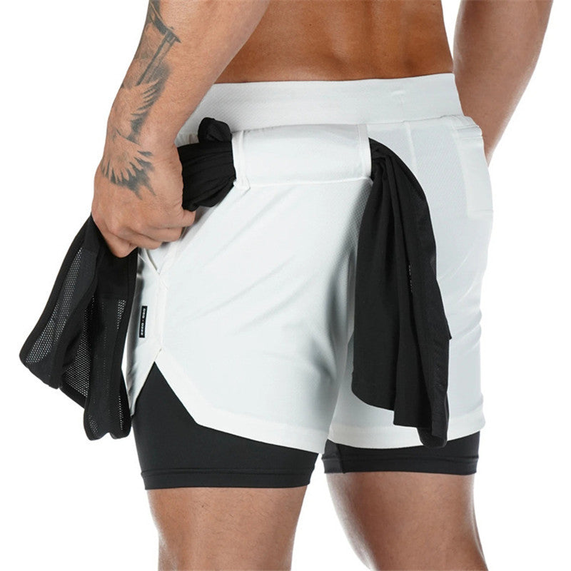 Men's 2-in-1 Summer Running Shorts - Dual Layer Sports Shorts with Built-in Compression