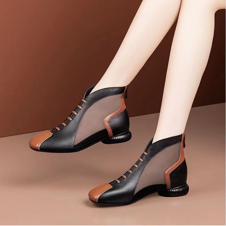 Soft Leather Net Boots - Women's Hollow Out Summer Sandal Boots