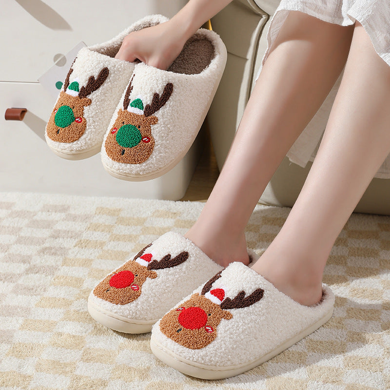 Christmas Elk Slippers - Cozy Winter Home Shoes