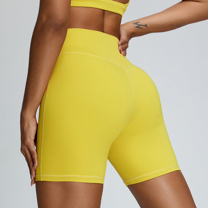 Women's High Waist Tummy Control Yoga Shorts - Summer Nude Feel Fitness Shorts