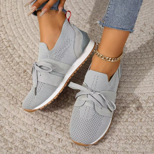 Women's Breathable Mesh Flat Shoes - Comfortable Walking Sneakers