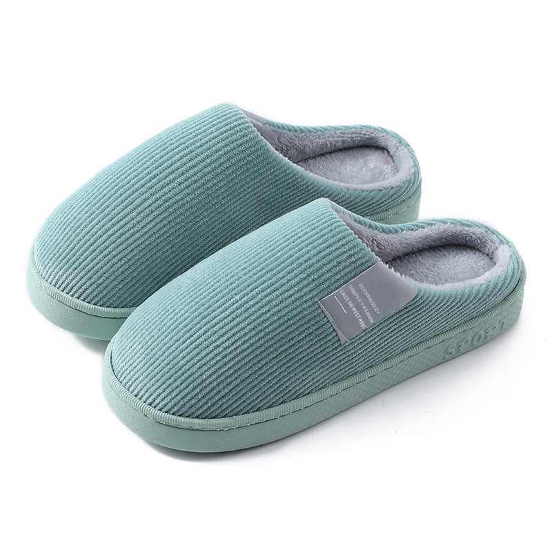 Indoor Corduroy Slippers - Warm Plush Anti-Slip Bedroom Shoes for Autumn & Winter