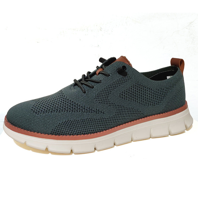 Men's Knitted Lace-Up Casual Shoes - Brogues Style Breathable Sneakers