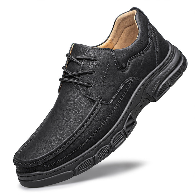 Men's Handmade Stitching Plus Size Casual Leather Shoes - Artisan Crafted Large Size Shoes
