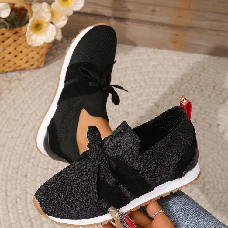 Women's Breathable Mesh Flat Shoes - Comfortable Walking Sneakers