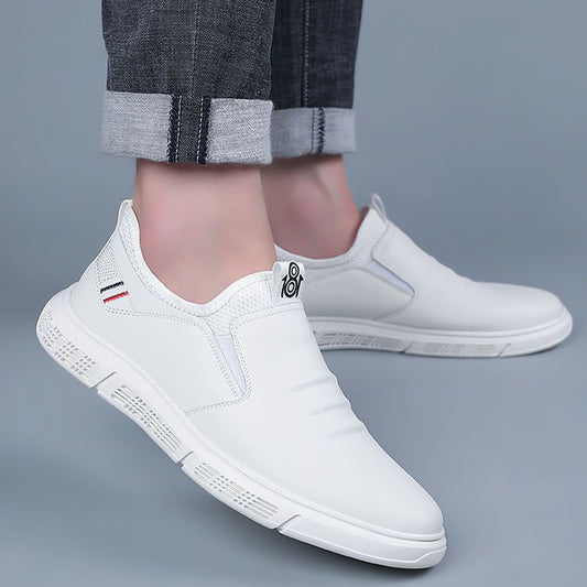 Black White Flat Walking Shoes - Casual Sneakers for Men