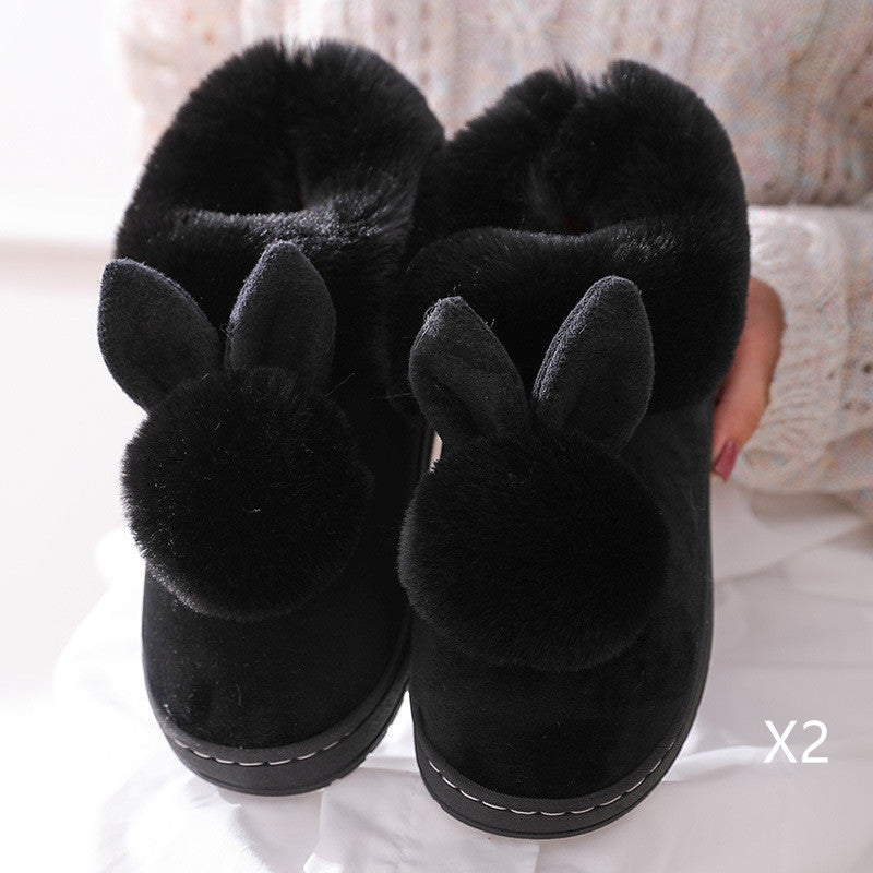 Women's Fluffy Cat Slippers - Warm Thick-Bottom Indoor Cotton Shoes