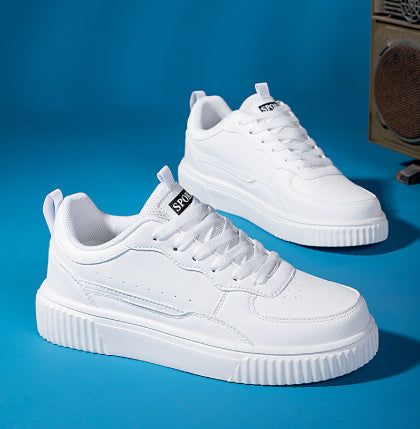Women's Korean Style Platform Sneakers - Trendy All-Match White Shoes