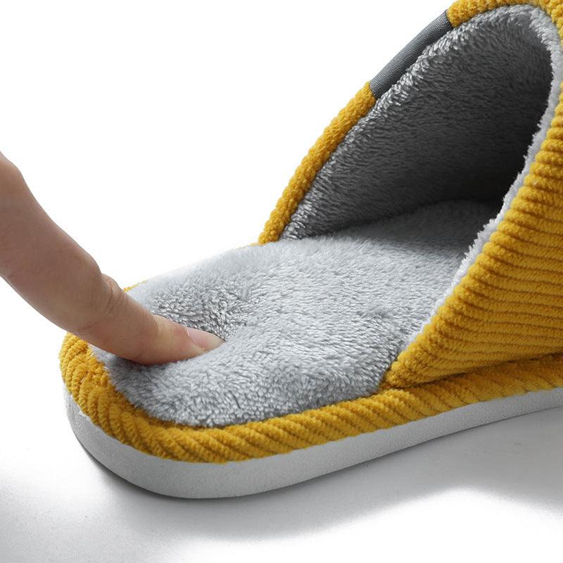 Indoor Corduroy Slippers - Warm Plush Anti-Slip Bedroom Shoes for Autumn & Winter