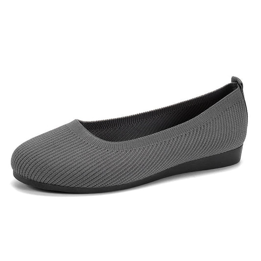 Women's Knit Mesh Flat Shoes - Comfortable Slip-On Casual Sneakers