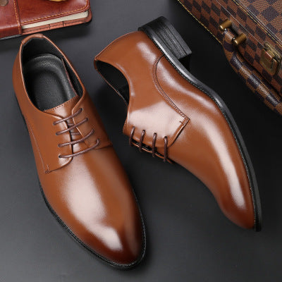 Men's Black Tie Business Dress Shoes - Premium Leather Formal Footwear