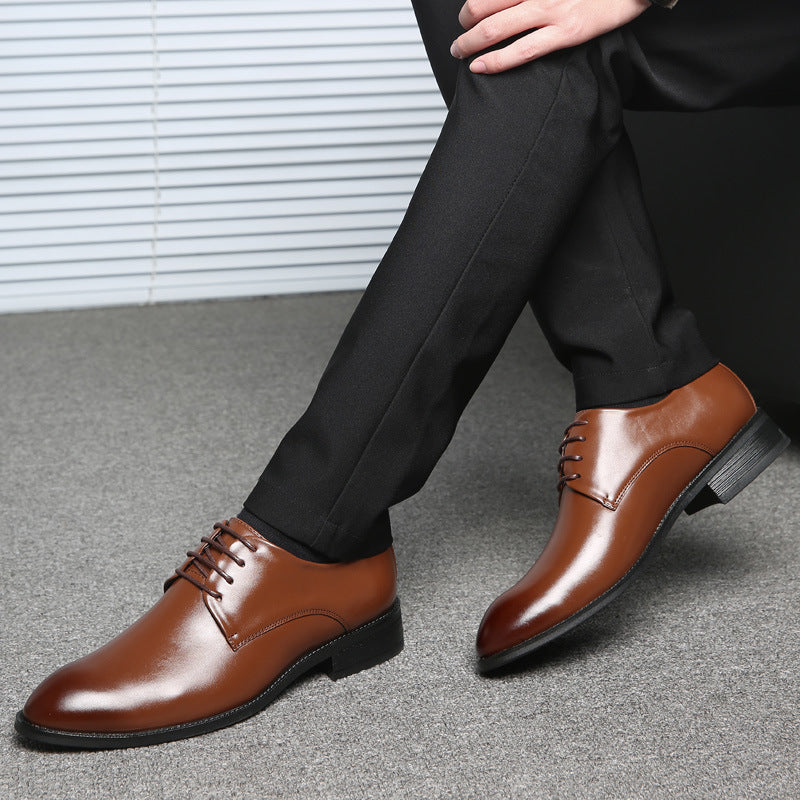 Men's Black Tie Business Dress Shoes - Premium Leather Formal Footwear