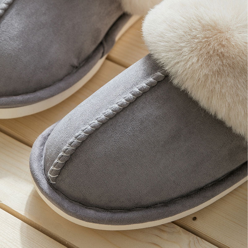 Women's Household Plush Slippers - Warm Cotton Shoes for Autumn & Winter