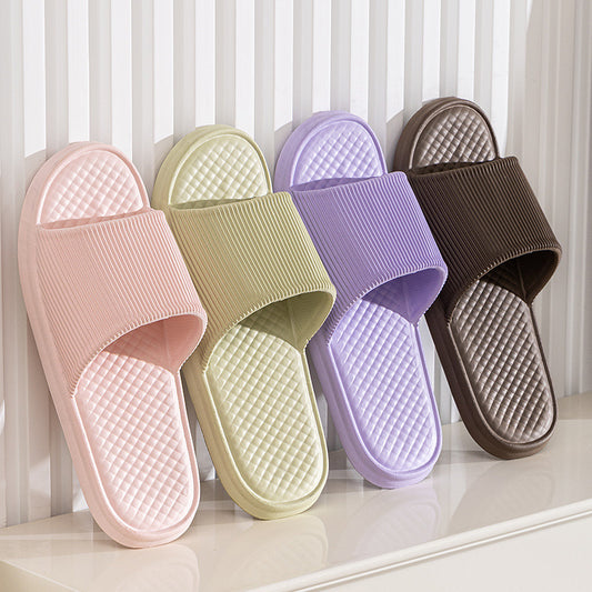 Unisex Summer Indoor Slippers - Rhombus Striped Non-Slip House Shoes