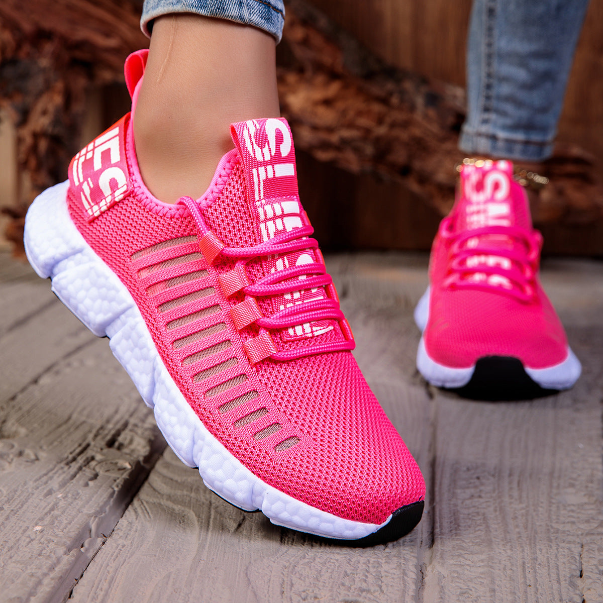 Couple's Breathable Running Sneakers - Hollow Design Casual Athletic Shoes