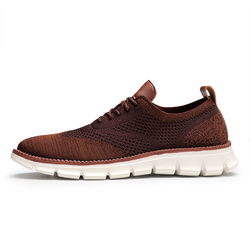 Men's Knitted Lace-Up Casual Shoes - Brogues Style Breathable Sneakers