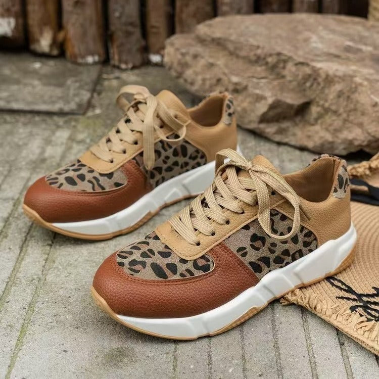 Women's Camouflage Platform Sneakers - Thick Bottom Lace-Up Shoes